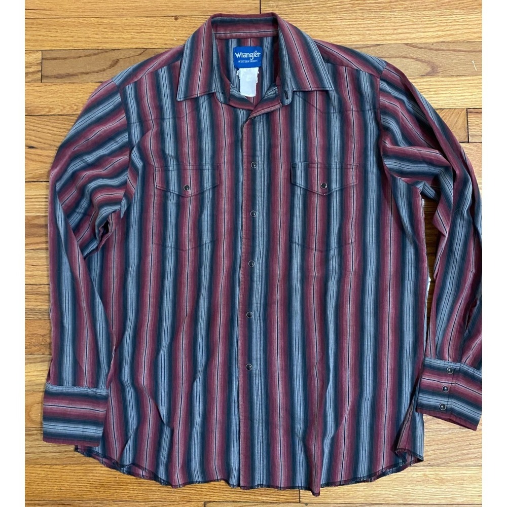 Vintage Wrangler Pearl Snap Southwestern Aztec Motif Large - Excellent Condition